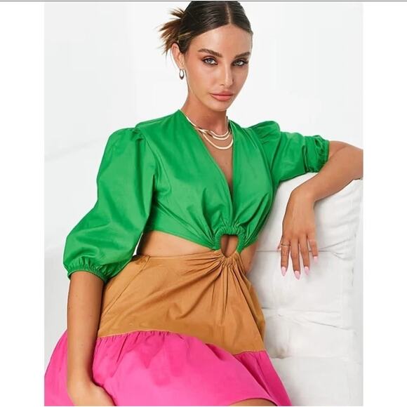 Never Fully Dressed Dopaminecore Tropical Bold Watermelon Heart Cut-Out Dress S - Picture 10 of 11